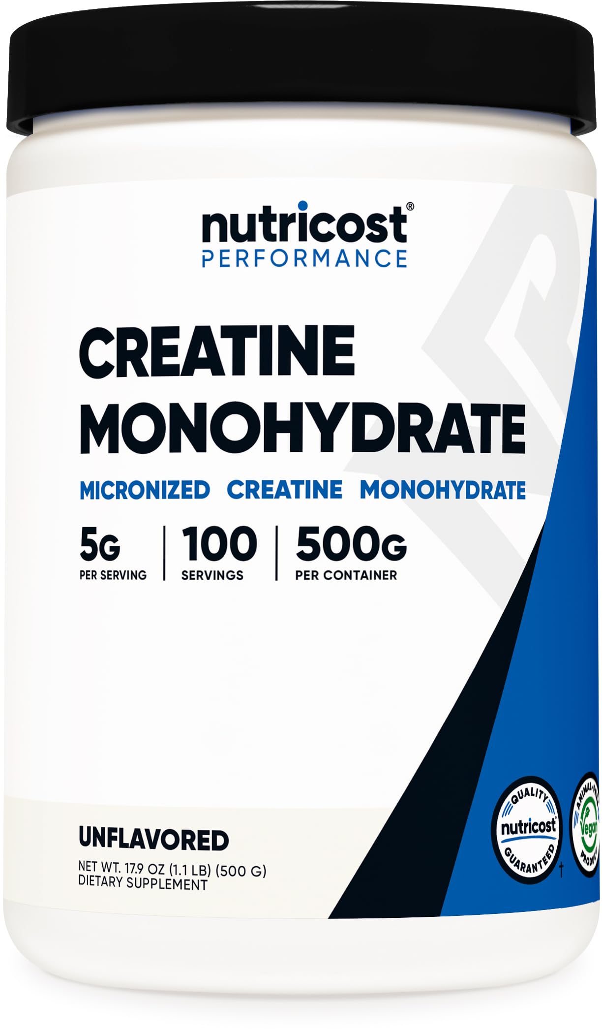 Nutricost Creatina Monohidratada Micronizada en Polvo 500G, 5000mg Por Porción (5g) - Creatina Monohidratada Micronizada, 100 Porciones para Resistencia, Crecimiento Muscular y Recuperación