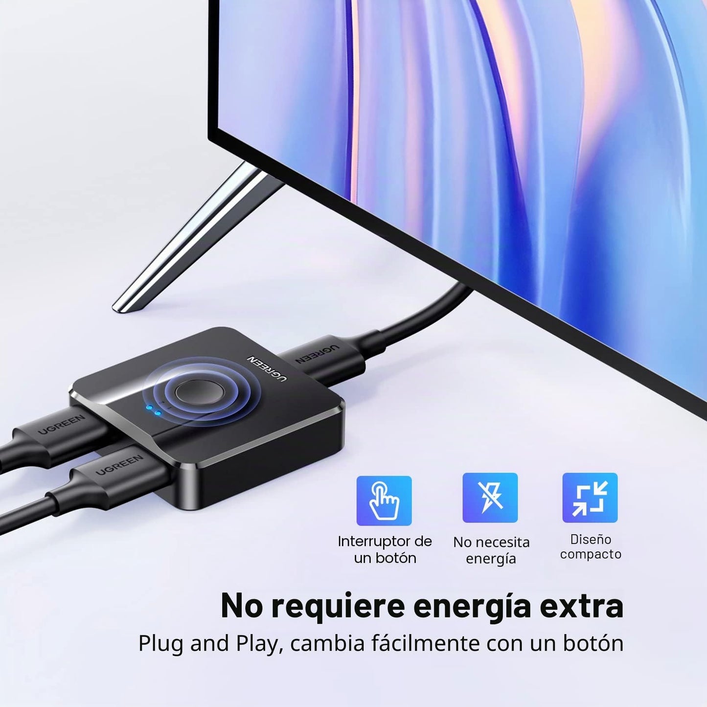 UGREEN HDMI Switch Bidireccional 2 Entradas a 1 Salida o 1 Entrada a 2 Salidas, Conmutador 4K 3D, Splitter para HDTV, PC, PS4, Xbox, BLU-Ray, TV Box, DVR, Pantalla del Proyector