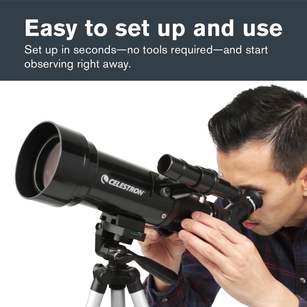 Celestron 21035 Travel Scope 70 Portable Refractor Telescope Kit with Backpack, Black