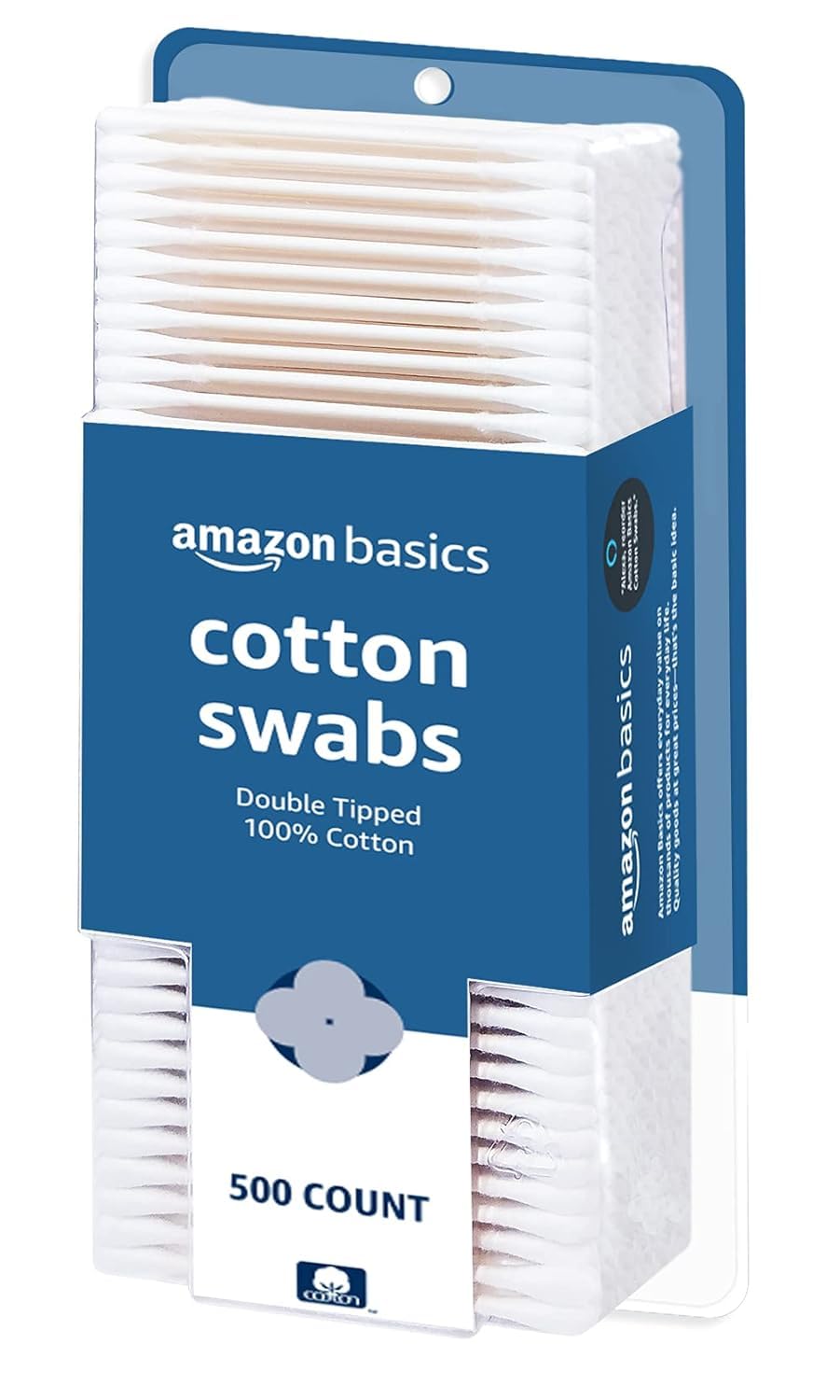 Amazon Basics Hisopos de algodón, 500 ct, 1 paquete (anteriormente Solimo)