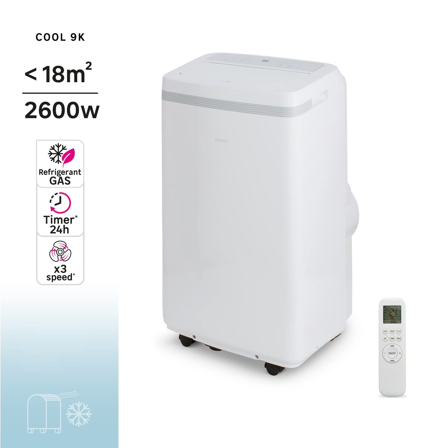 EQUATION - Aire acondicionado portátil - COOL - 380 m³/h - 2600 W - Mando a distancia por infrarrojos