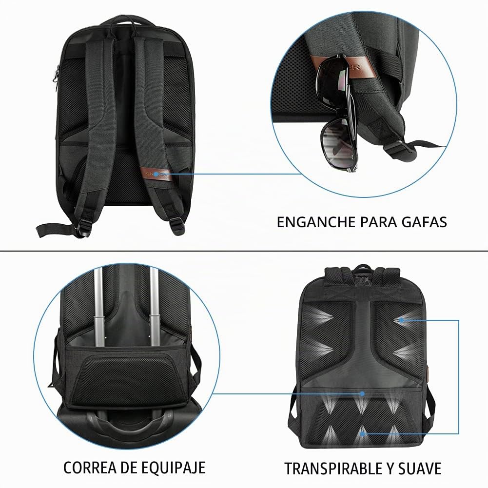 KROSER Mochila para Portátil Mochila Grande para Computadora hasta 17.3" Hidrófugo Mochila Escolar de Viaje Mochila Informal para Negocios/Universidad/Mujeres/Hombres Laptop Backpack