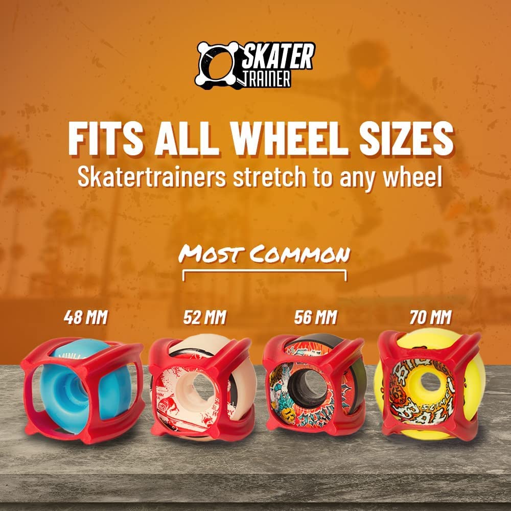 Skater Trainers (4pk Blk) – Ruedas de Entrenamiento para monopatín para niños de 6 a 12 años para Adolescentes, niños y niñas, Principiantes, Accesorios de Herramientas de Patinaje, Rellenos de