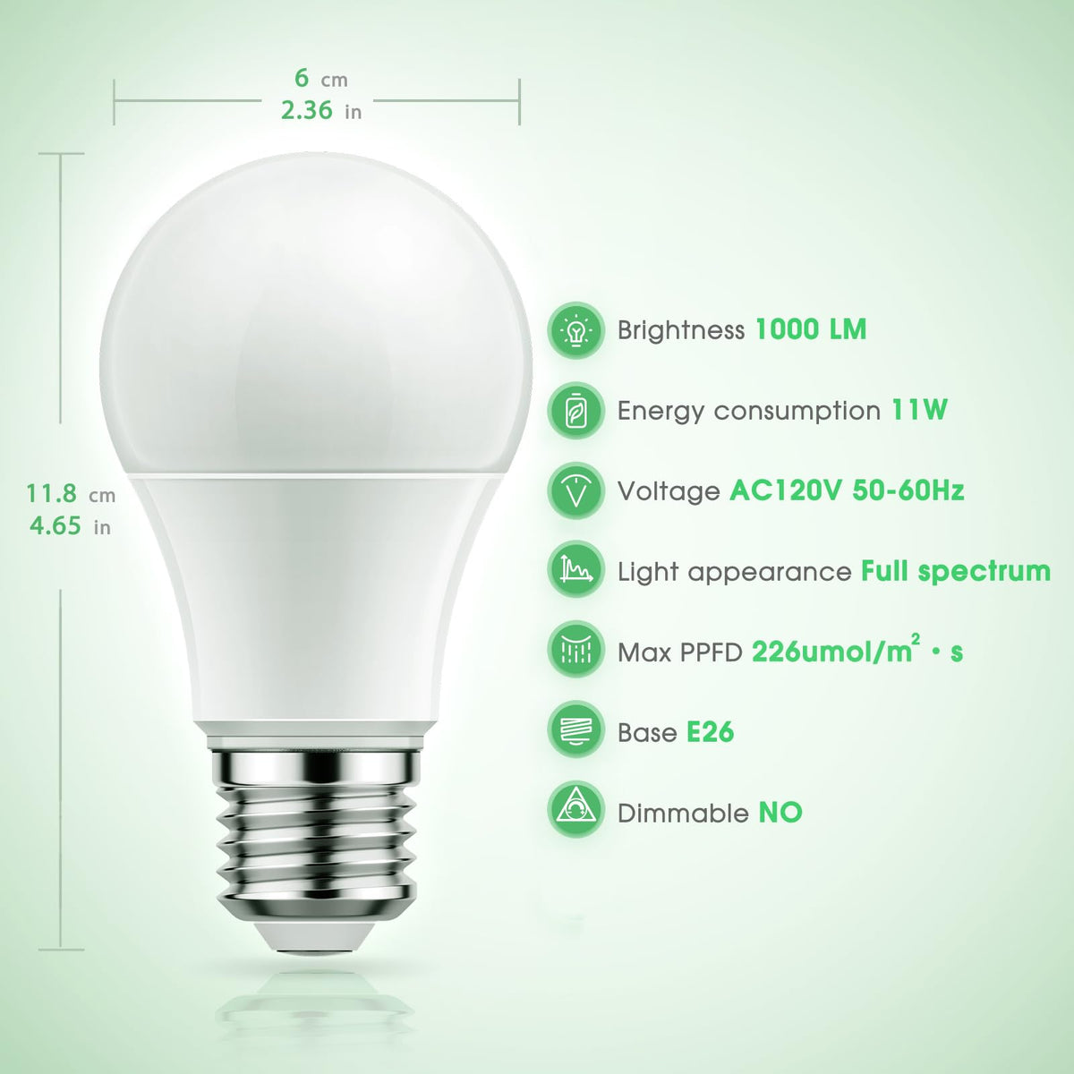 Briignite Crescere lampadine, LED Grow Bulb A19 Bulb, Full Spectrum G