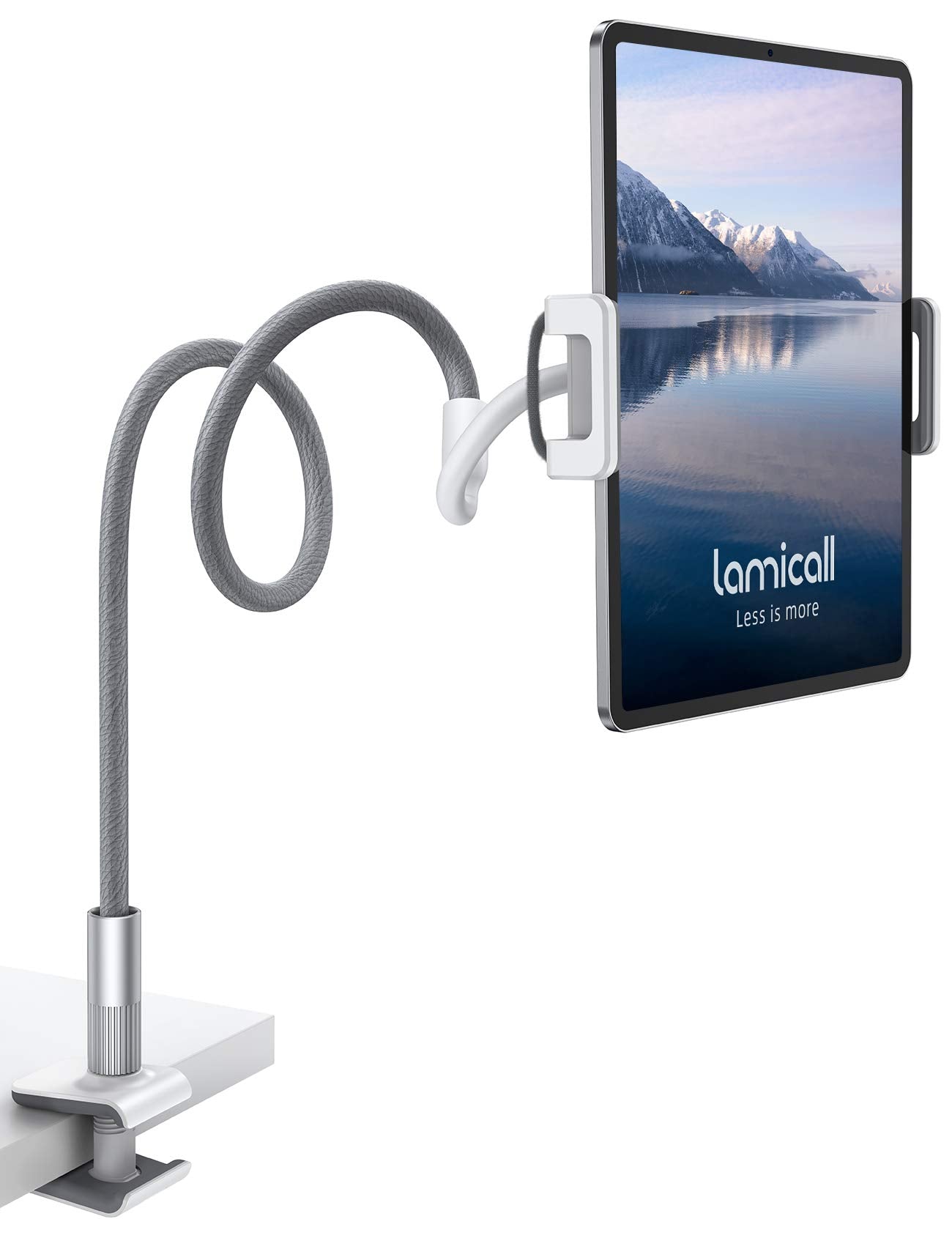 Lamicall RR Wcydc Soporte para Tablet con Cuello de Cisne, Soporte Flexible para Tablet Compatible con iPad Mini Pro, Air, Switch, Galaxy Tabs, más Dispositivos de 4.7 a 10.5 Pulgadas, Color Gris