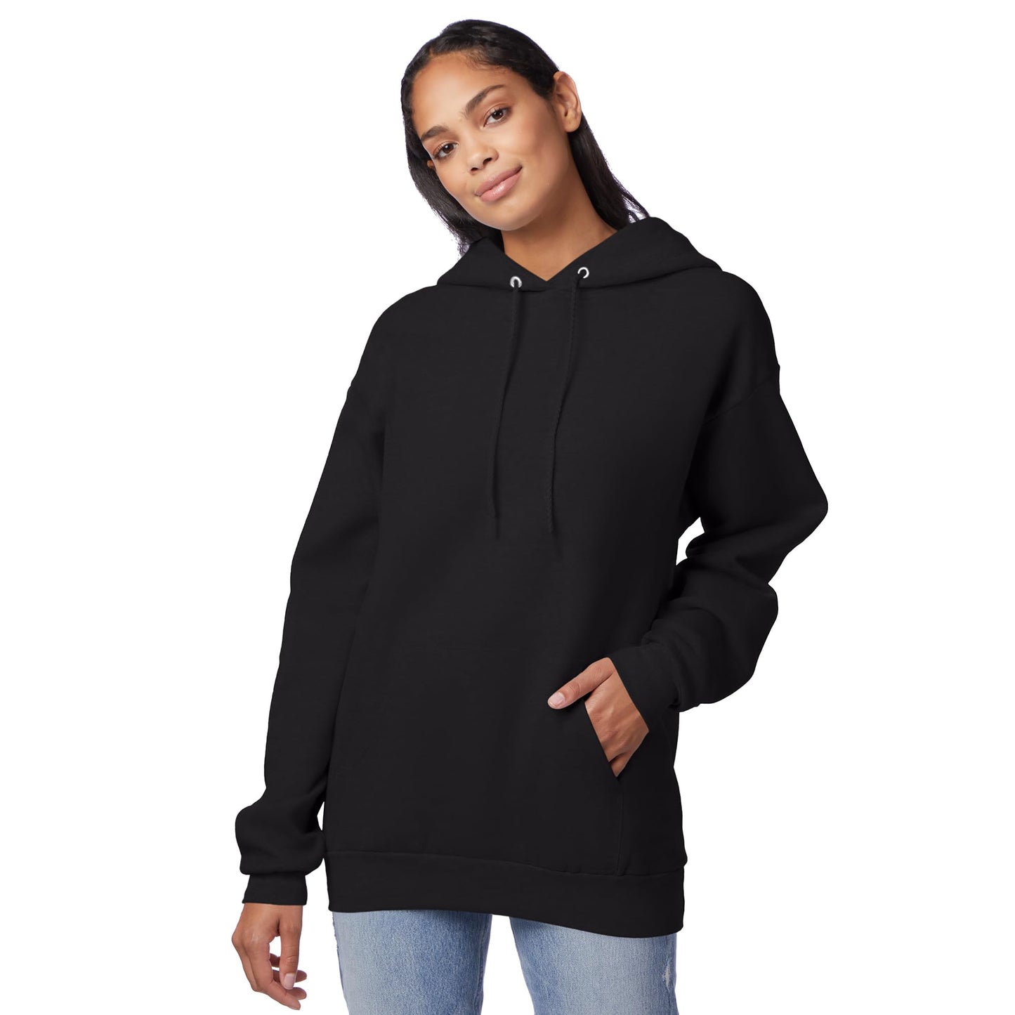 Hanes ComfortBlend EcoSmart Pullover Hoodie Sweatshirt Black,Large
