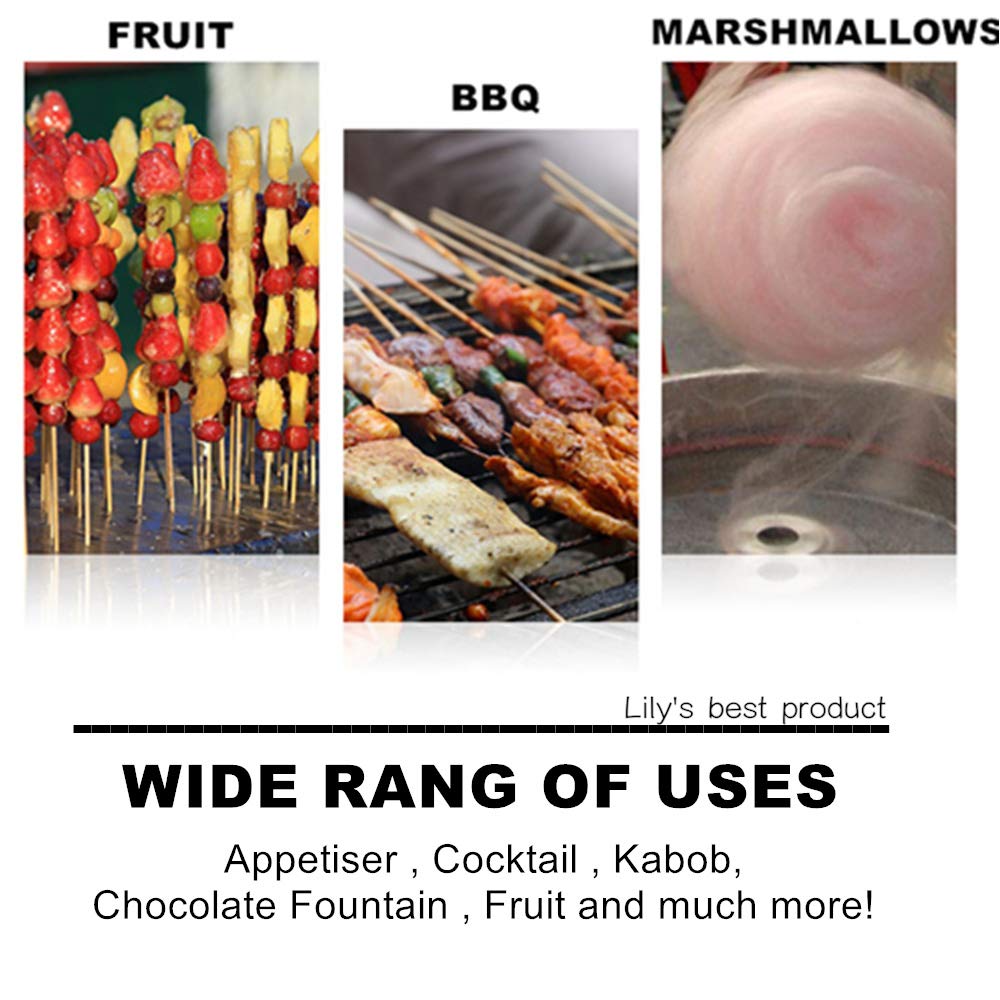 Hopelf Brochetas de bambú natural para aperitivos, cócteles, Kabob, fuente de chocolate y fruta Herramientas de barbacoa premium, apto para cocina, fiesta, parrilla. Más opciones de tamaño 15,2 cm,