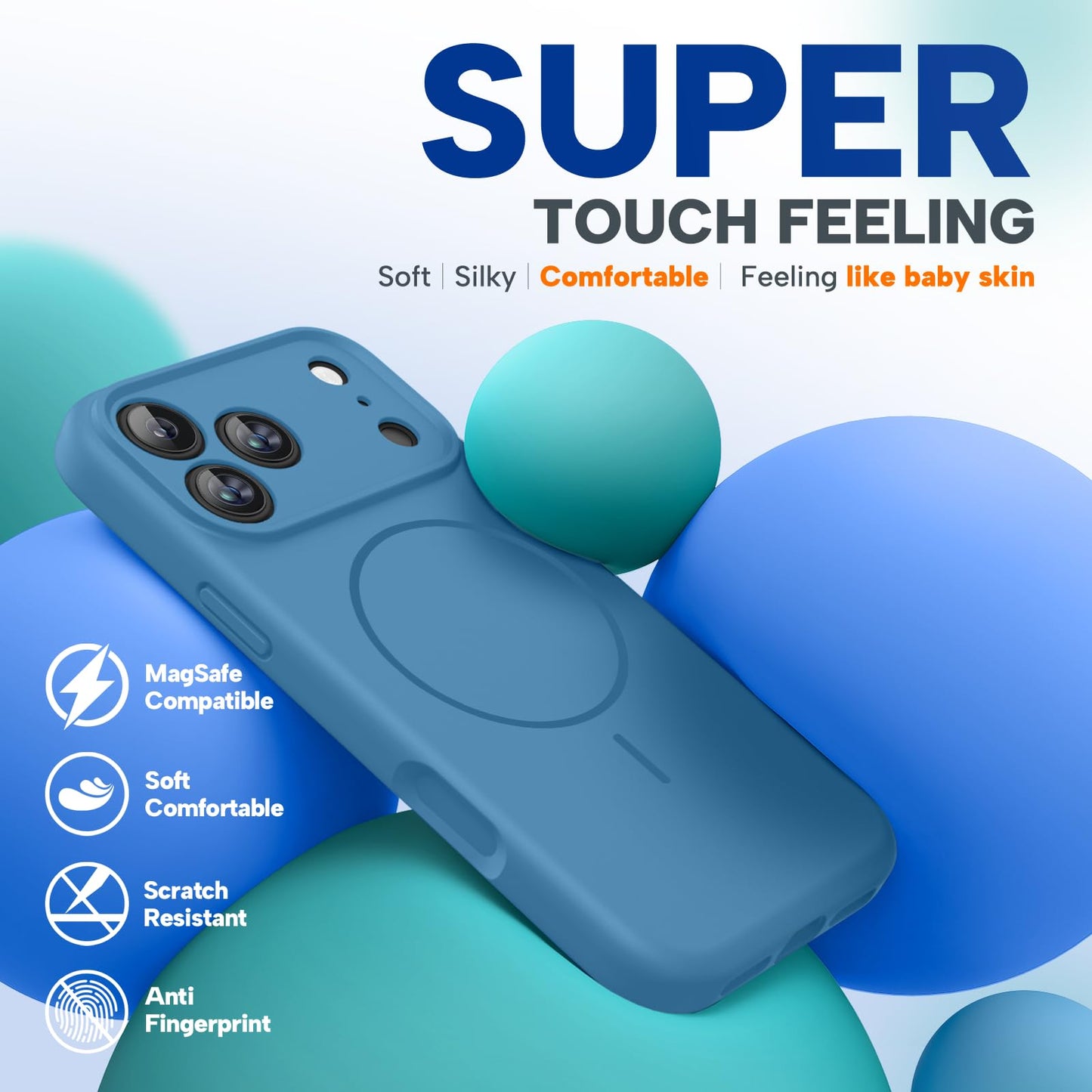 Miracase Funda magnética para iPhone 17 Pro, compatible con MagSafe, cubierta de control de cámara de silicona integrada, 3 mm de grosor, a prueba de golpes, protección contra caídas para teléfono 17
