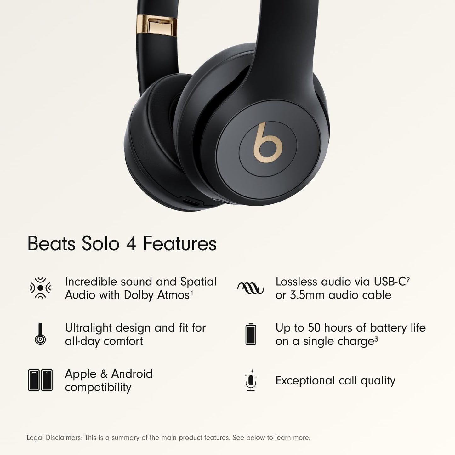 Beats Solo 4 Wireless Headphones Black / Gold