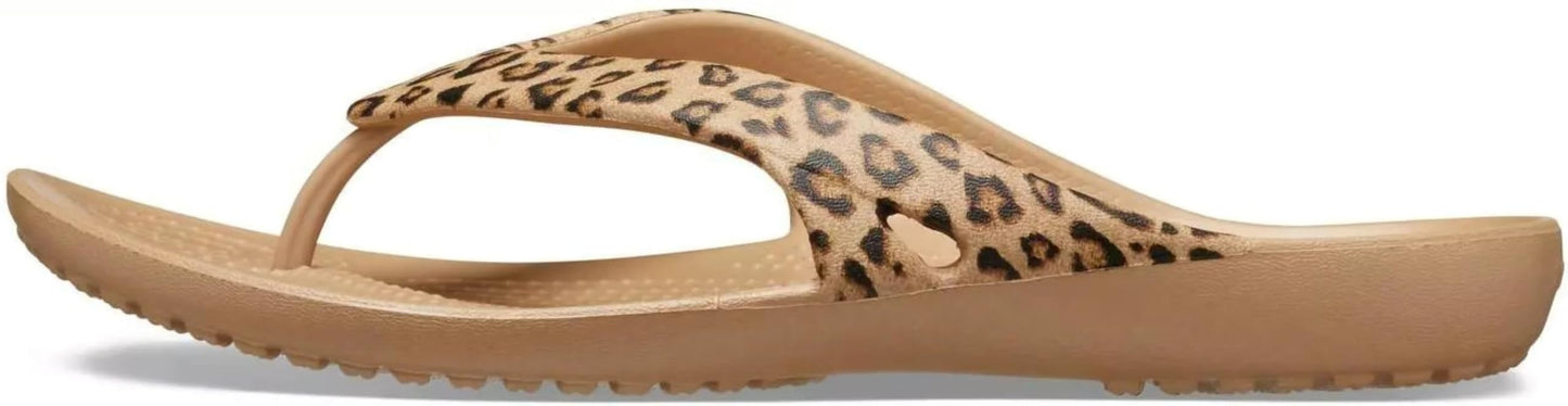 Crocs Kadee Ii Flip W, Chanclas Mujer, Leopard Gold, 38/39 EU