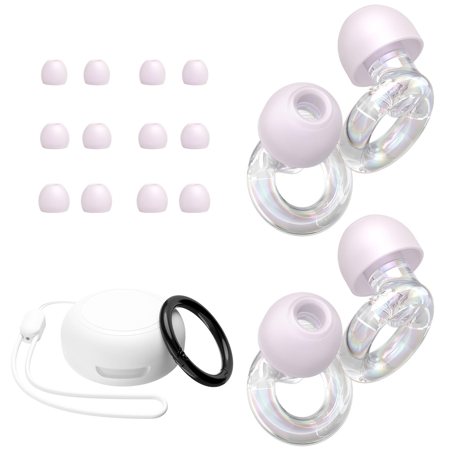 JUSTRVN Tapones para los oídos para conciertos, 2 pares de tapones para los oídos de reducción de ruido de 25 dB-30 dB con 8 almohadillas y funda de transporte, tapones reutilizables para los oídos de
