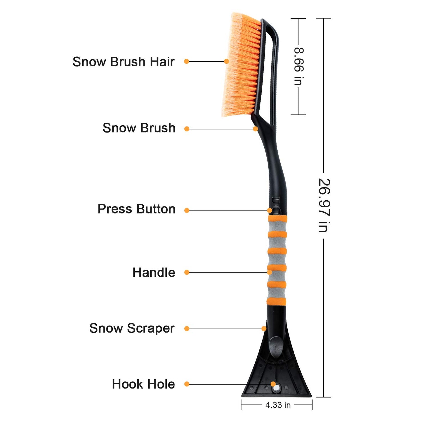 AstroAI Kit de Herramientas de Limpieza Lavado de Autos Trapeador Eliminador Cepillos para Nieve Raspador de Vidrio Desmontable para Automóviles 2 en 1 Mango de Espuma Escurridor Antiescarcha