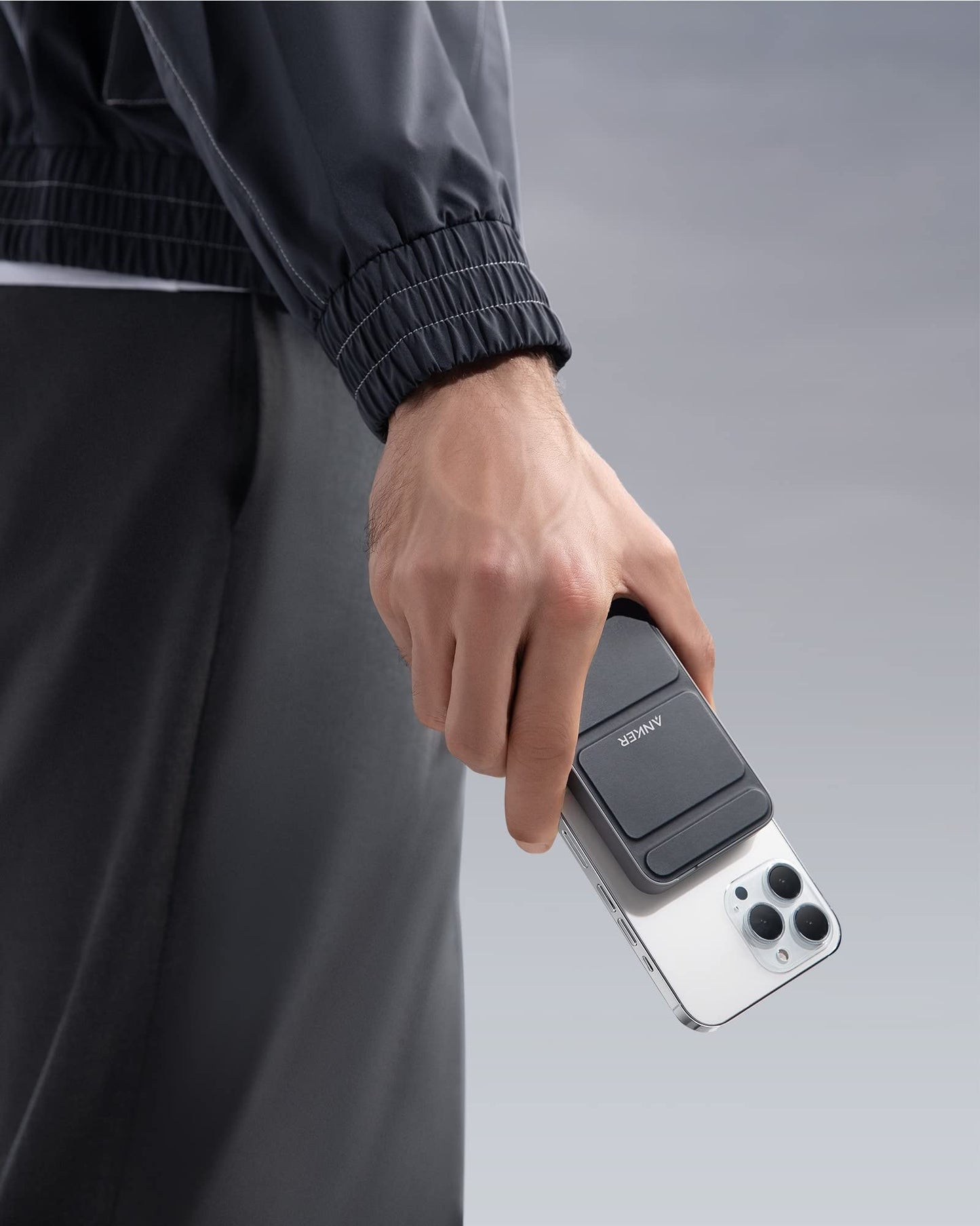Anker 622 Cargador Portátil Magnético Inalámbrico (MagGo), Batería Externa inalámbrico Plegable de 5000 mAh y USB C para iPhone 13/12 (Gris interestelar)