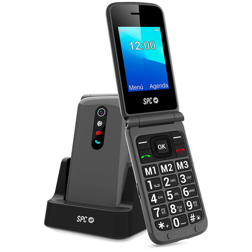 SPC Stella 2 - TelÃ©fono mÃ³vil de Tapa para Mayores, Botones y Teclas Grandes, fÃ¡cil de Usar, configuraciÃ³n remota, botÃ³n SOS, USB-C, 3 memorias directas, Base de Carga, Color Negro