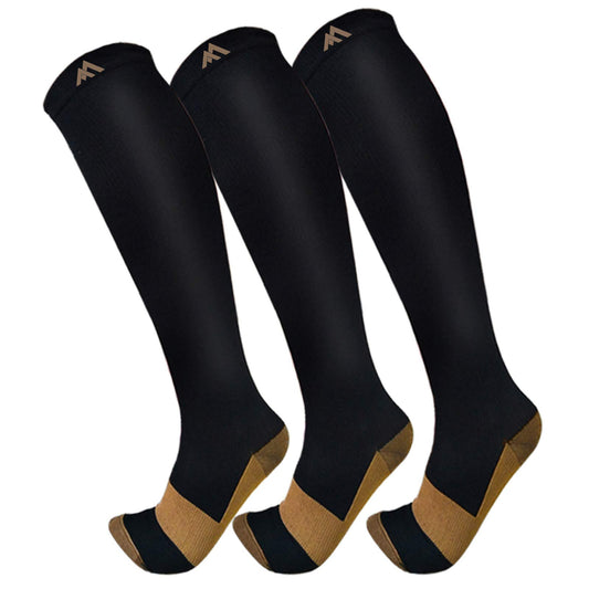 Calcetines de compresión de cobre para hombres y mujeres, 20-30 mmHg, mejor soporte para correr, deportes, senderismo, medias médicas, promueven la circulación sanguínea, hombre, 00 negro, L-XL
