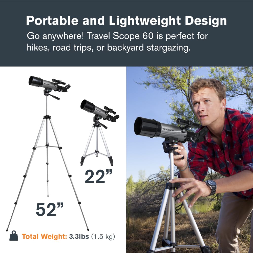 Celestron 21035 Travel Scope 70 Portable Refractor Telescope Kit with Backpack, Black