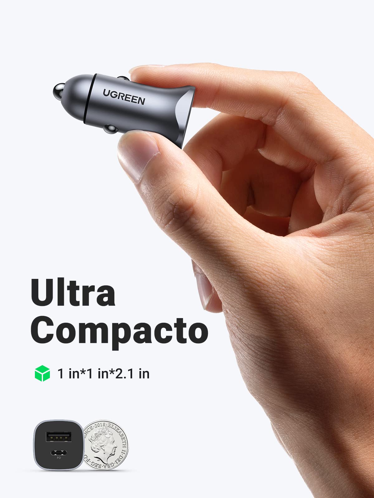 UGREEN 30W Cargador Coche USB C con Cable 1M Carga Rápida PD QC 3.0 PPS