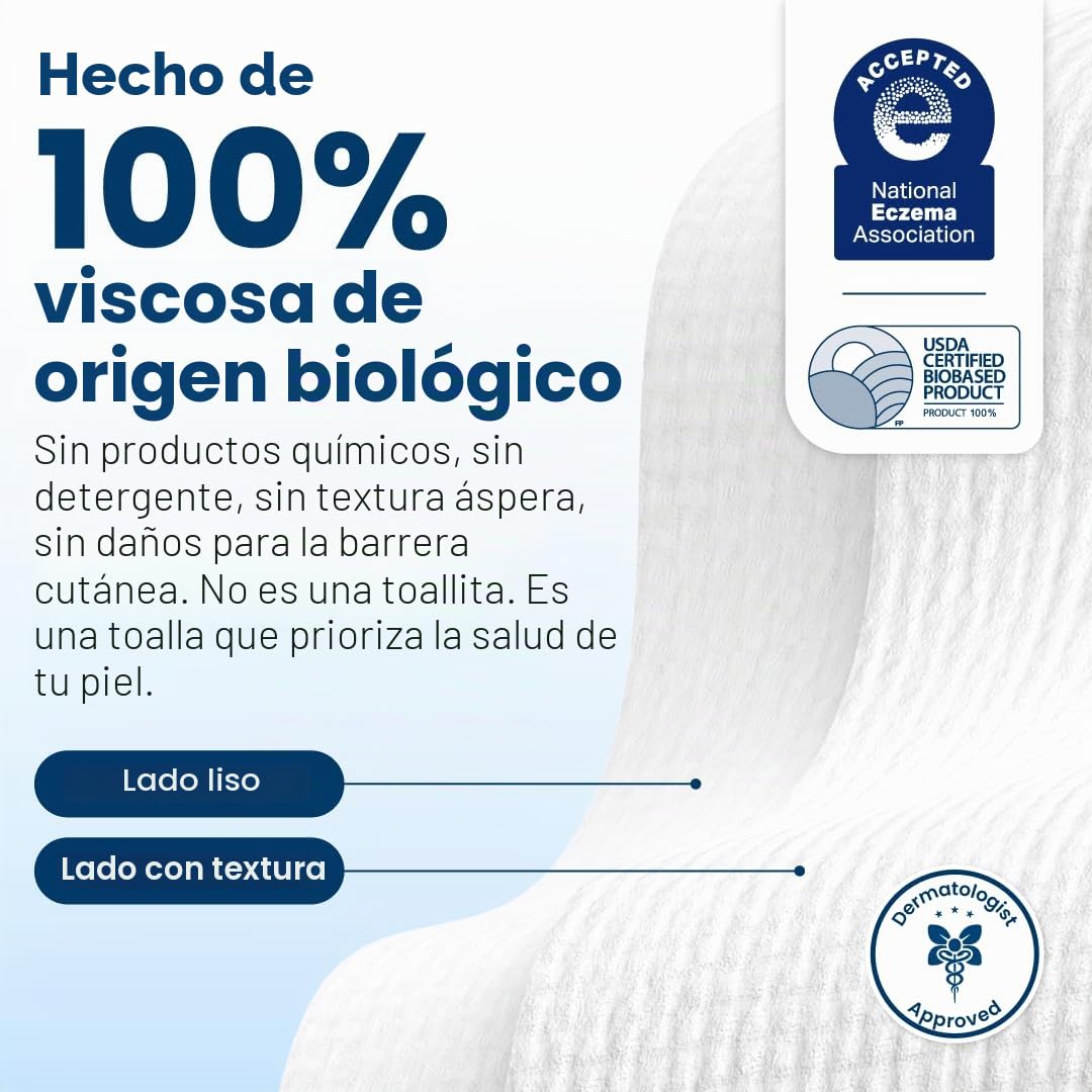 Clean Skin Club Clean Towels XL, 100% biologische gezichtsdoekjes, USDA-gecertificeerd, voor eenmalig gebruik, goedgekeurd door de Eczema Association, ultrazacht, 1 pak van 50 stuks
