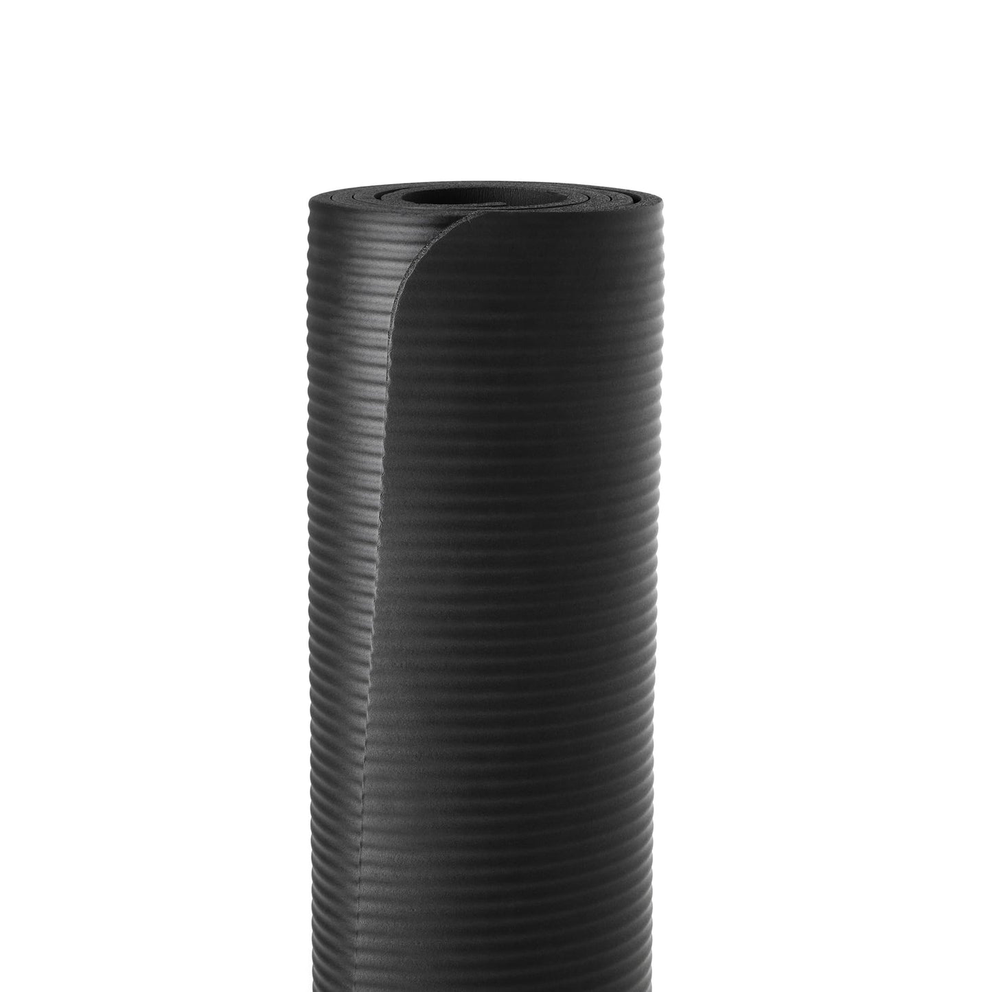 Amazon Basics - Alfombrilla de yoga y ejercicios con cinta de transporte, extragruesa, grosor de 1,2 cm, negro