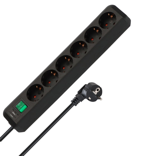 Brennenstuhl Eco-Line regleta de enchufes con 6 Tomas de Corriente (Cable de 1,5m, Interruptor) Negro