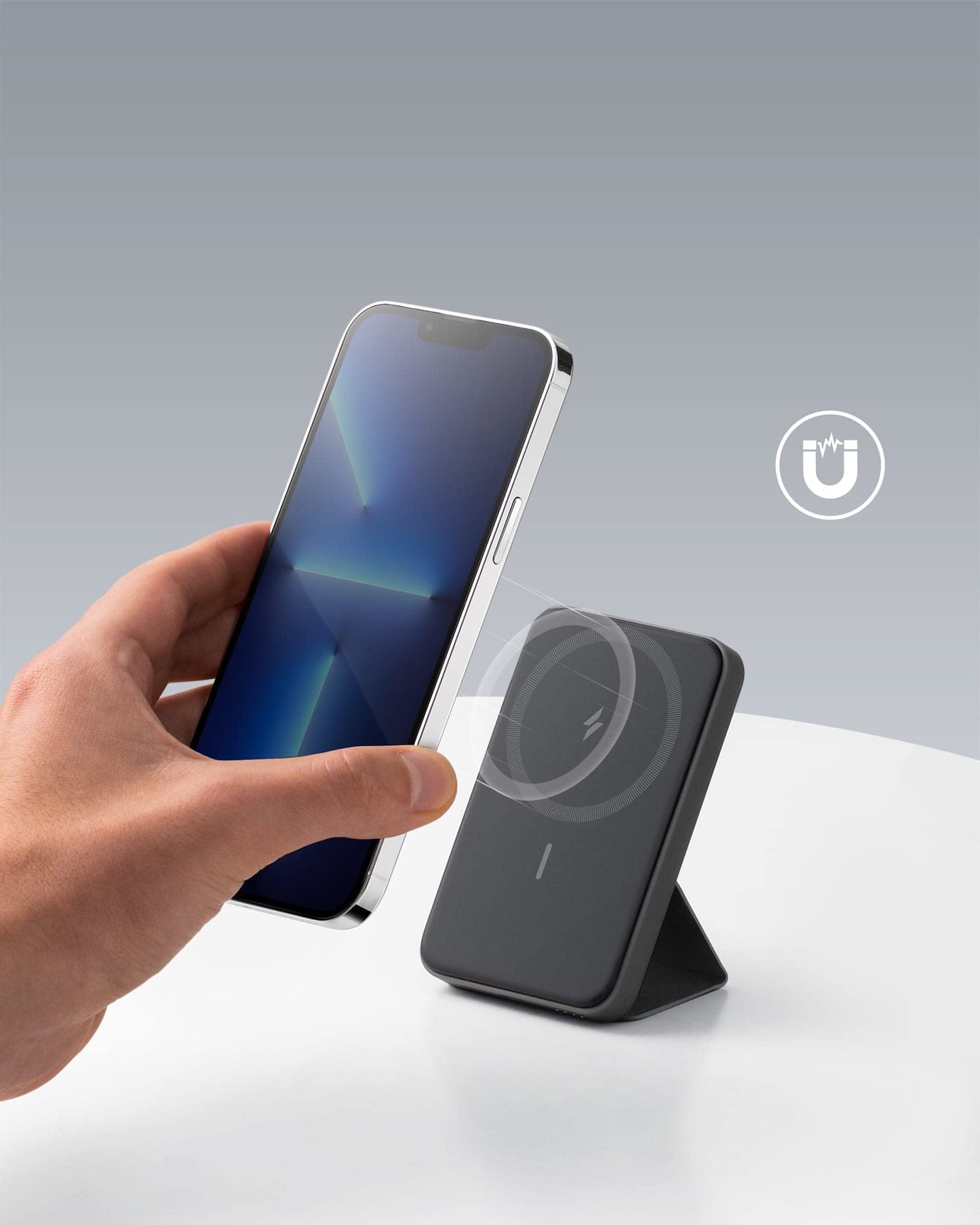 Anker 622 Cargador Portátil Magnético Inalámbrico (MagGo), Batería Externa inalámbrico Plegable de 5000 mAh y USB C para iPhone 13/12 (Gris interestelar)