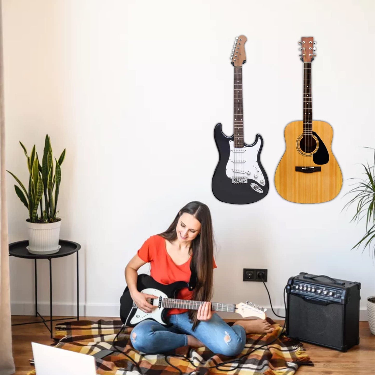 Onmiwod Soporte de pared para guitarra, colgador de madera de nogal negro, soporte de pared para guitarra en forma de U, soporte de pared para guitarra acústica, guitarra eléctrica, banjo, bajo, para