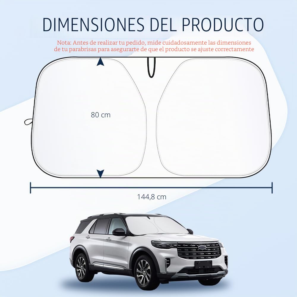 Aokdom Parasol de Vidrio Grueso 240T para automóvil y Viene con Bolsa de Almacenamiento, Mantiene el Interior del Coche Fresco, Parasol Universal para Parabrisas (57.1 x 31.5 Pulgadas)