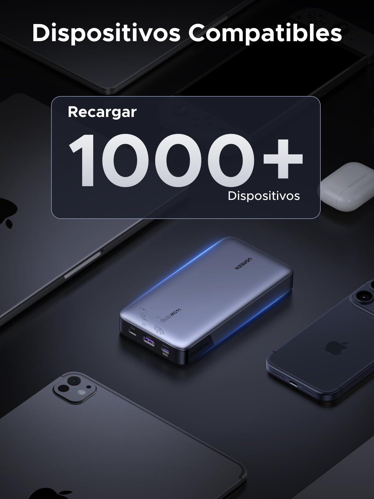 UGREEN Nexode 145W Power Bank 25000mAh Batería Externa USB C Carga Rápida PD3.1 140W 3 Puertos Cargador Portátil PC LED Compatible con iPhone 17 16 15 14 Plus Pro MAX Air Galaxy S25 S24 MacBook iPad