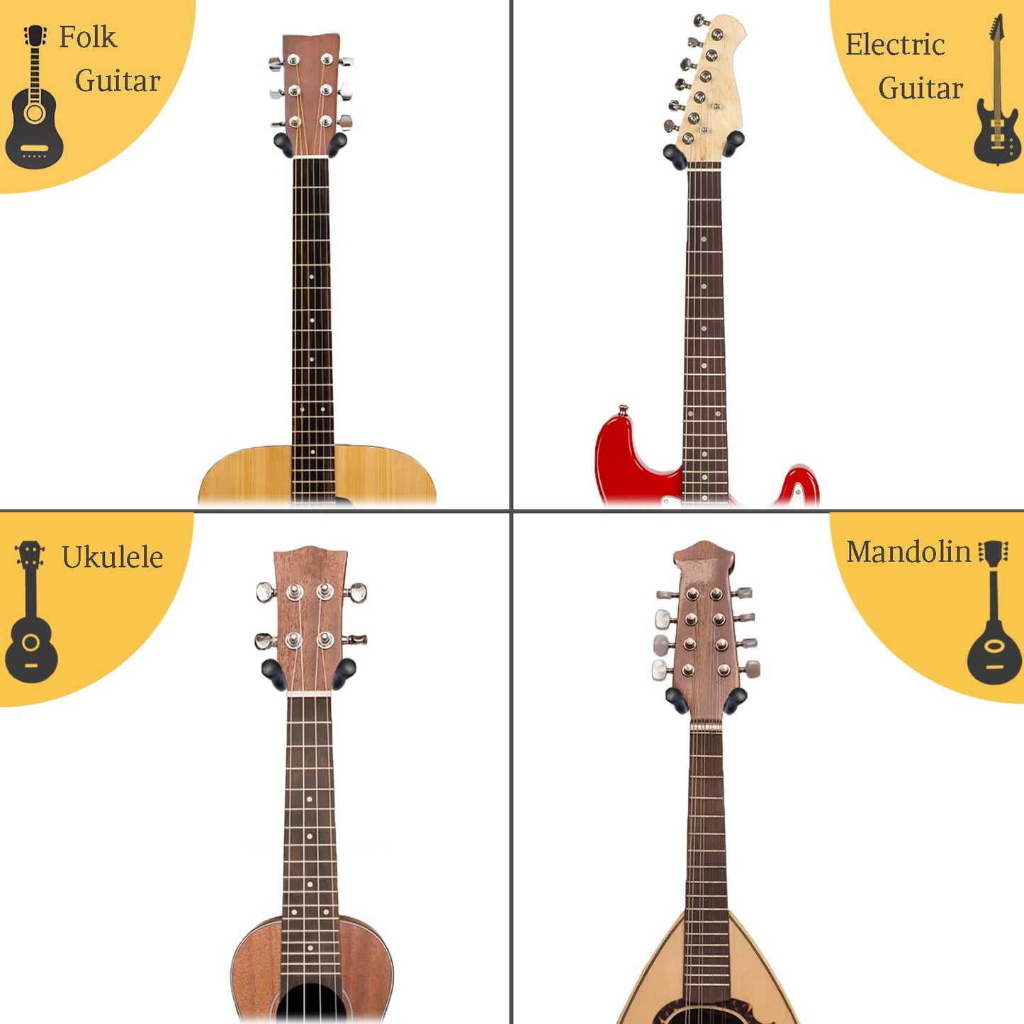 Onmiwod Soporte de pared para guitarra, colgador de madera de nogal negro, soporte de pared para guitarra en forma de U, soporte de pared para guitarra acústica, guitarra eléctrica, banjo, bajo, para