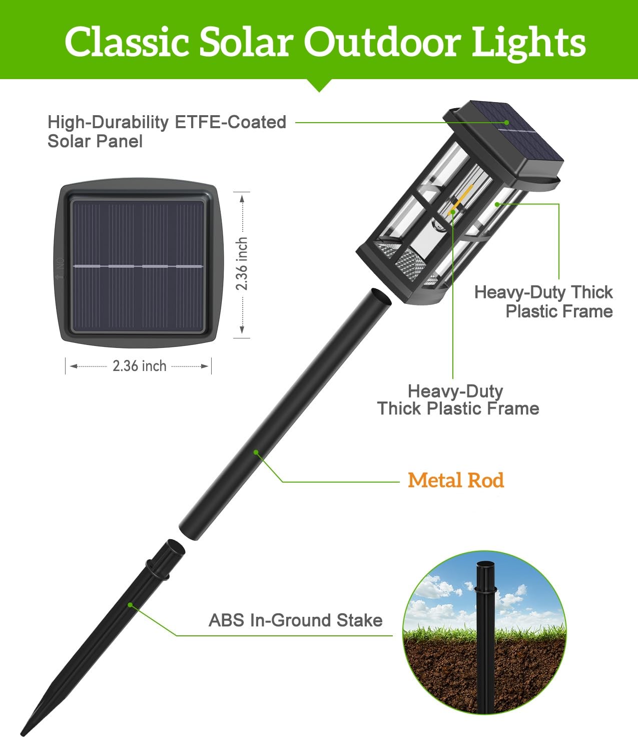 Ahaorigin Luces solares para caminos, iluminación de paisaje al aire última intervensión con LED cálido, negro (paquete de 8)