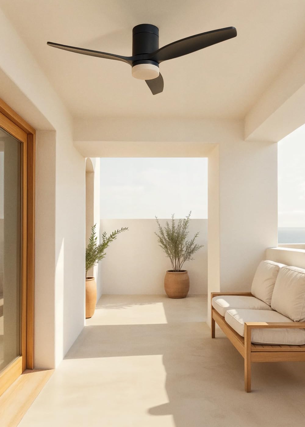 CREATE / WINDCALM/Ventilador de techo ABS con luz negro con Wifi y mando / 40W, Silencioso, Ø132 cm, 6 velocidades, 3 temperaturas de luz, temporizador, función verano-invierno