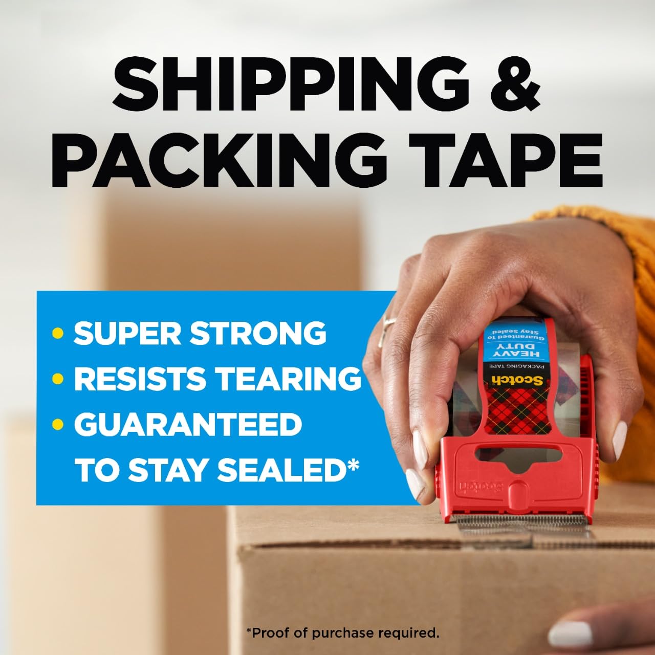 Scotch Heavy Duty Packaging Tape, 1.88 Inches x 800 Inches, 6 Rolls (142-6) (1, DESIGN 1) by