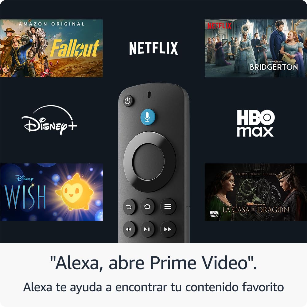 Amazon Fire TV Stick HD, con TV en directo gratuita, mando por voz Alexa, controles de Hogar digital y reproducción en streaming HD