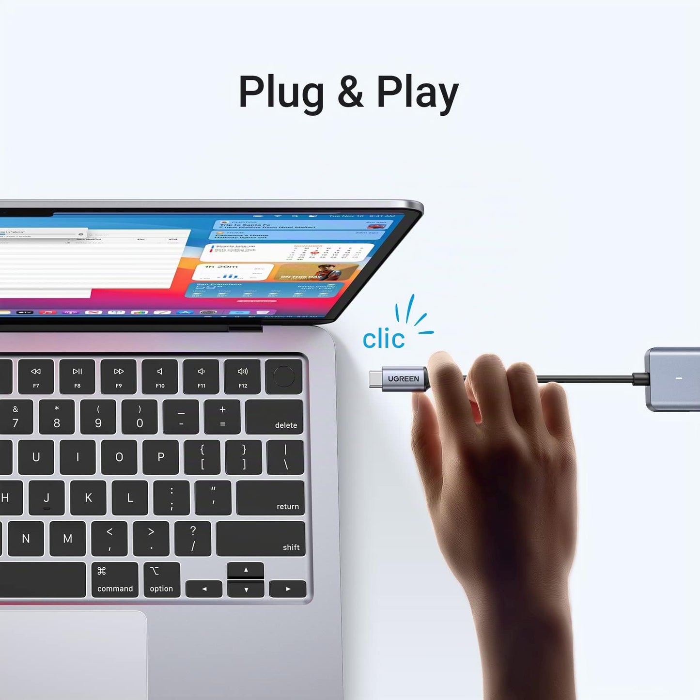 UGREEN Hub USB C a USB A con 4 USB 3.0 para laptop, MacBook Pro/Air, Mac mini M4, iMac, iPad Pro, Chromebook, Dell XPS, Galaxy S23 y más, 0.5 pies
