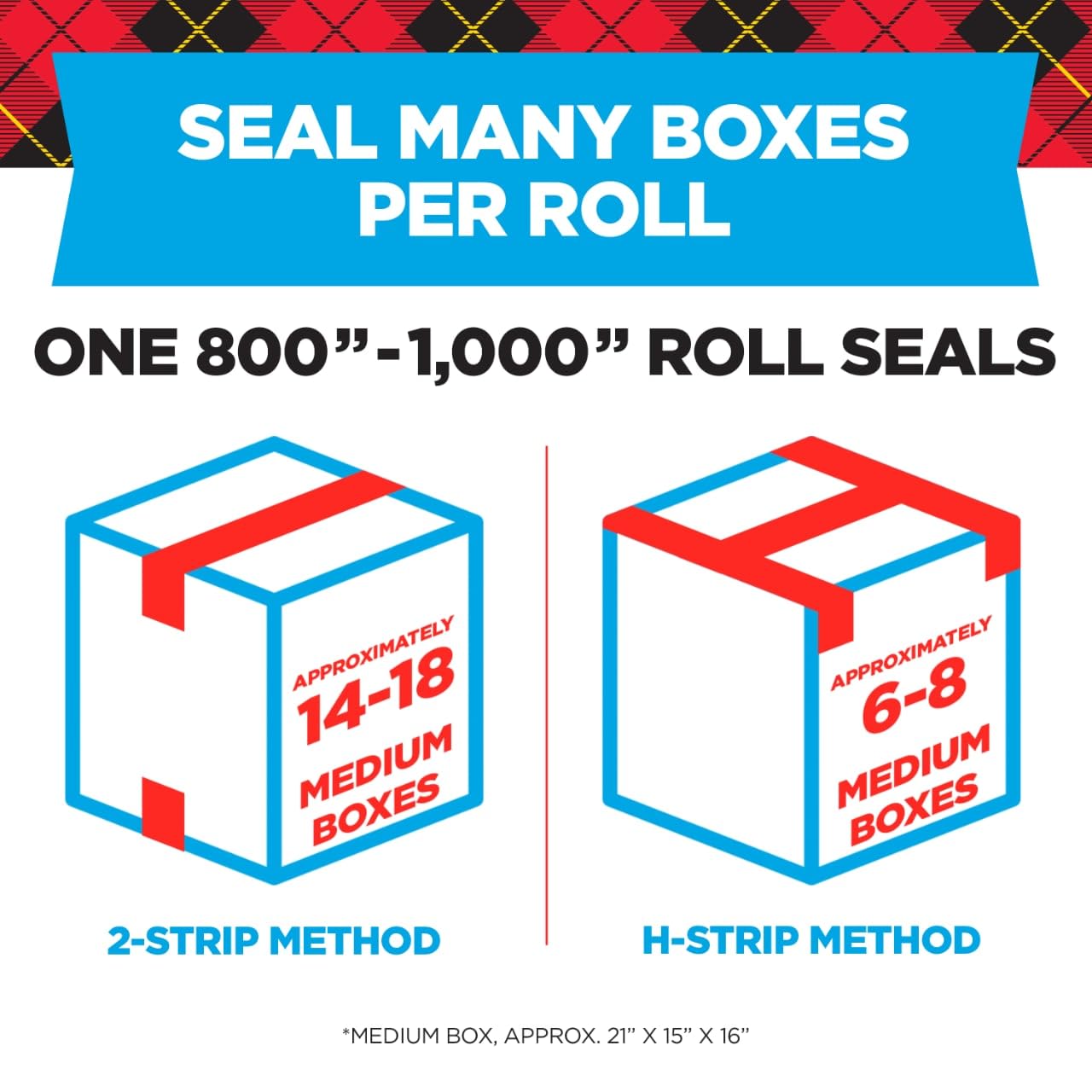 Scotch Heavy Duty Packaging Tape, 1.88 Inches x 800 Inches, 6 Rolls (142-6) (1, DESIGN 1) by