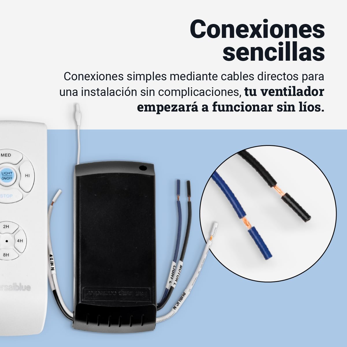 UNIVERSALBLUE Mando a Distancia Universal para Ventilador de Techo con 3 Velocidades | Control Remoto con 4 Temporizadores y Luz - Lámpara | Fácil Instalación (1 SET)