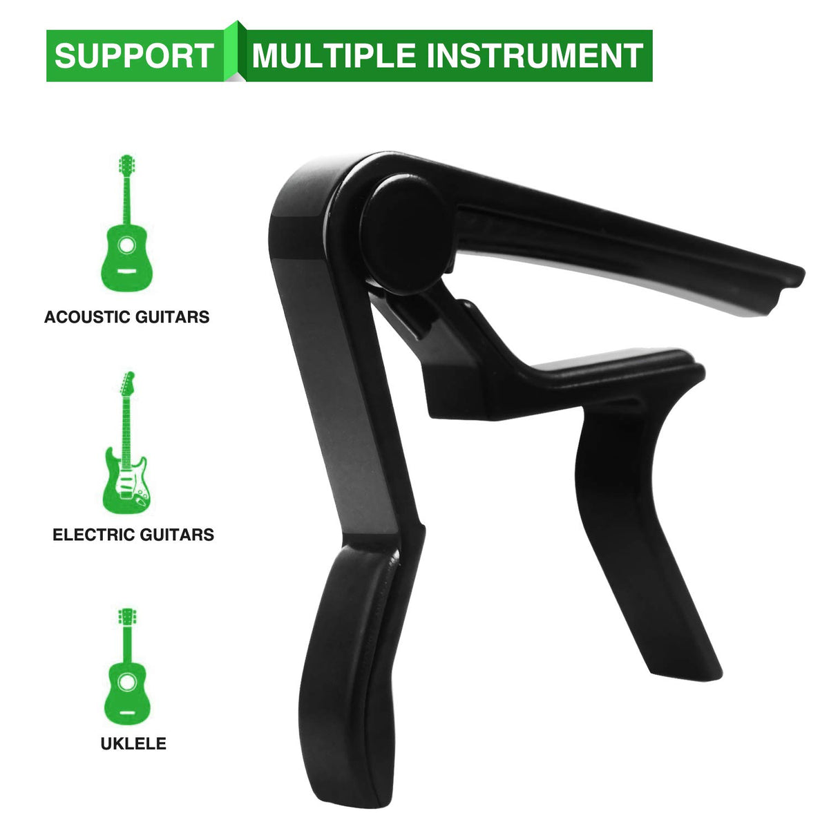 Cejilla para guitarra, 6 cuerdas, guitarra acústica y eléctrica, SIIWOO, Cejilla acústica Capotraste (negro)