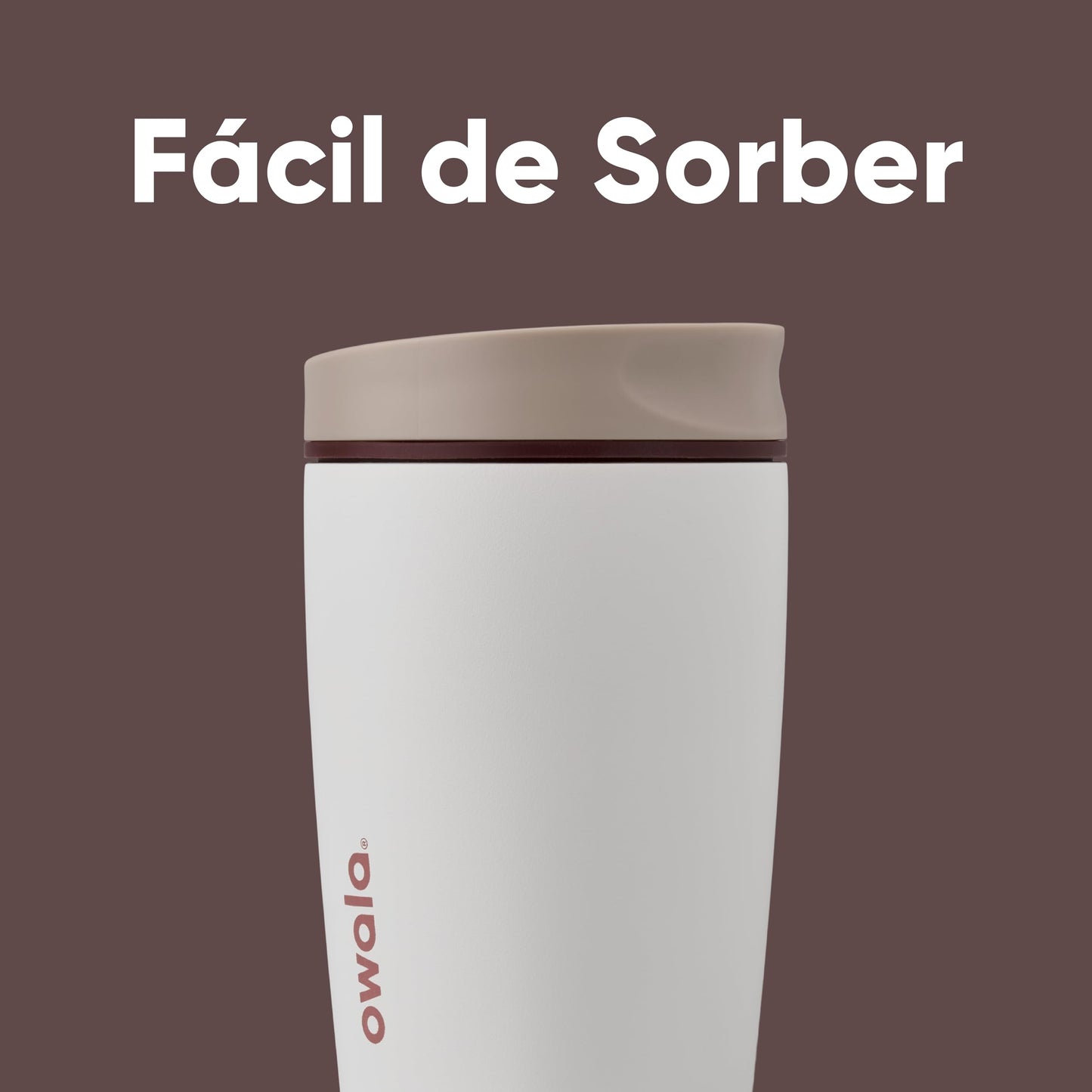 Owala SmoothSip Slider vaso térmico de café de acero inoxidable, 355ml, vaso reutilizable para café helado, taza termica cafe para llevar, sin BPA, termo cafe, sin BPA, Vanilla Bean