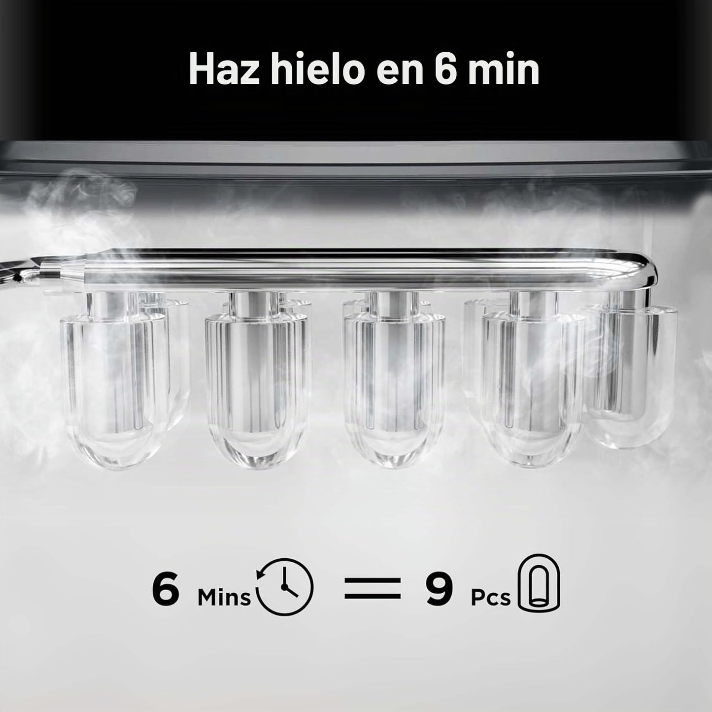 Silonn Encimera de máquina de hielo 9 cubos listos en 6 minutos, 11 kg en 24 horas, máquina de hielo autolimpiable con pala de hielo y cesta, 2 tamaños de Bullet Ice para el hogar, cocina, oficina,