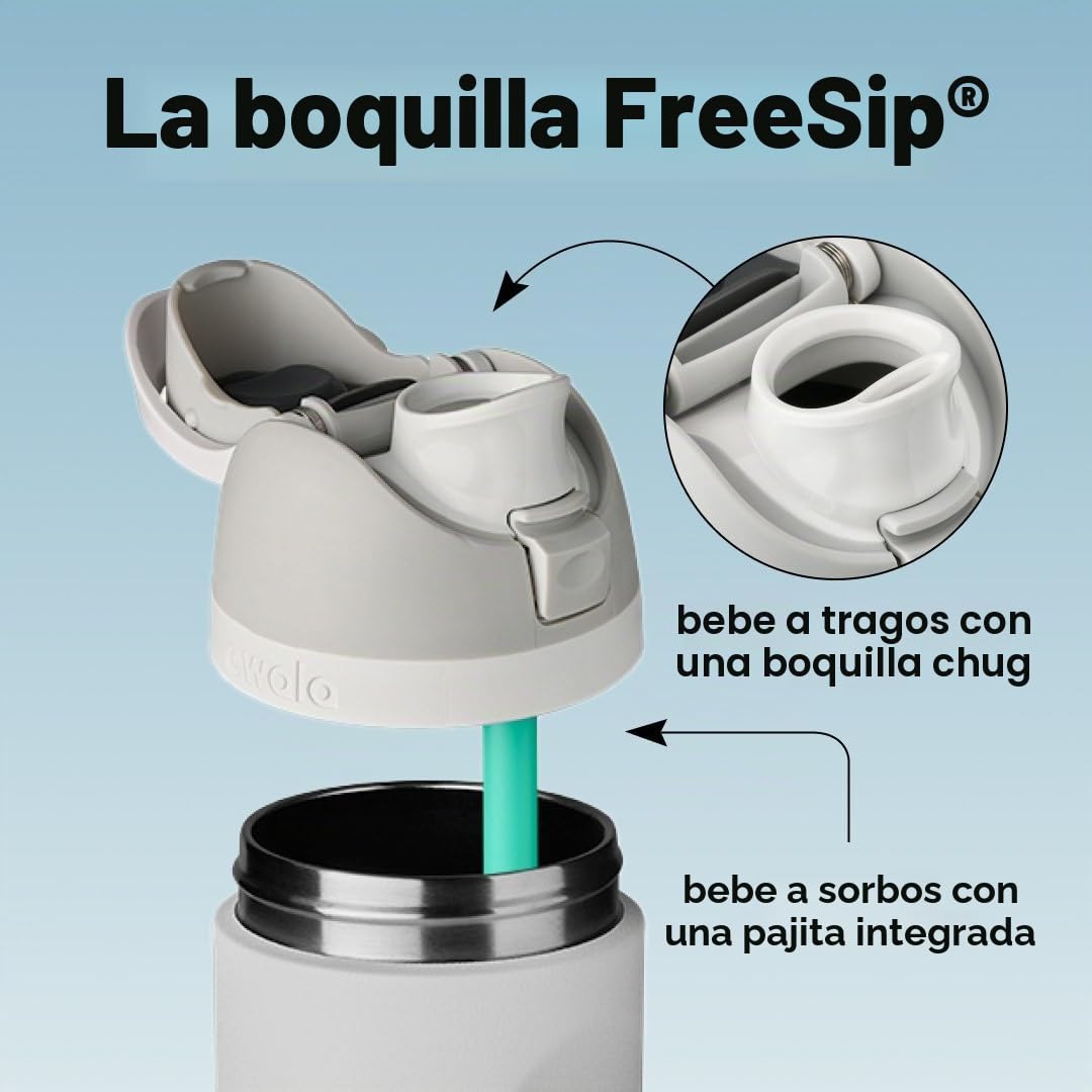Owala FreeSip botella agua acero inoxidable con pajita, 710 ml - Botella térmica a prueba de fugas para el deporte y los viajes, sin BPA, Denim