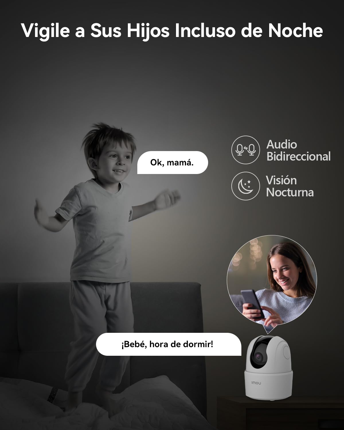 Imou Cámara IP WiFi Interior 2K(3MP) con Detección de Humano, Cámara de Vigilancia WiFi Interior 360° con Sirena, Audio Bidireccional, Modo de Privacidad, Compatible con Alexa para Bebé/Mascotas