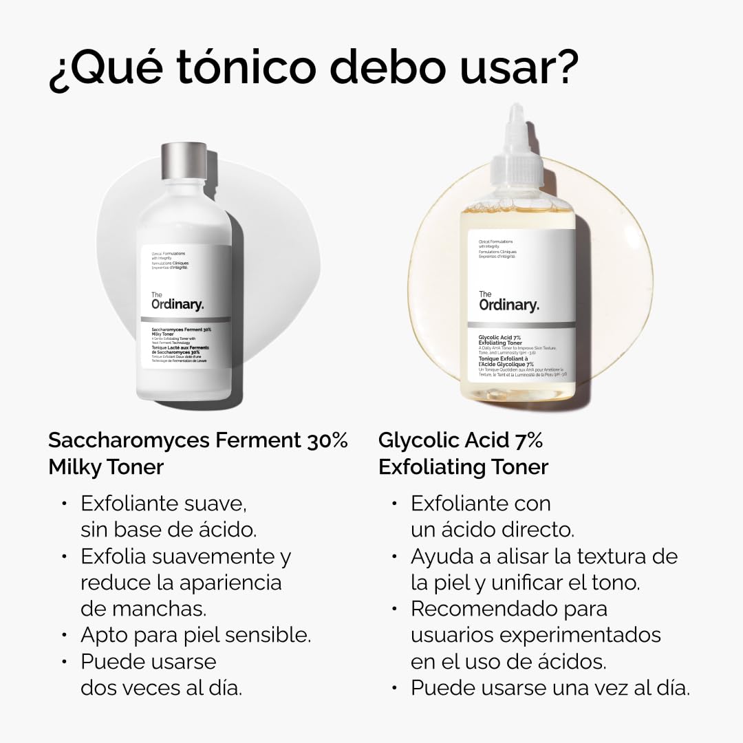 The Ordinary Glycolic Acid 7% Exfoliating Toner, Tónico Exfoliante con Ácido Glicólico, Tónico diario iluminador y suavizante para un tono de piel más uniforme, 240 ml