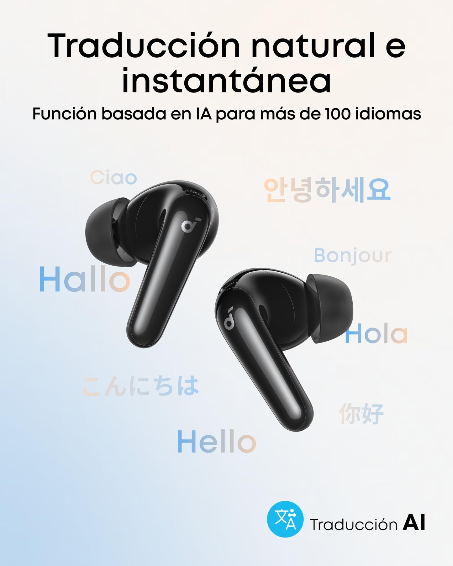 soundcore P31i Auriculares Inalámbricos Bluetooth de Anker, Cancelación de Ruido en Tiempo Real, Auriculares Traductores, Sonido de Alta Resolución LDAC, 50h de Uso, Carga Rápida, Audio Espacial, IP55