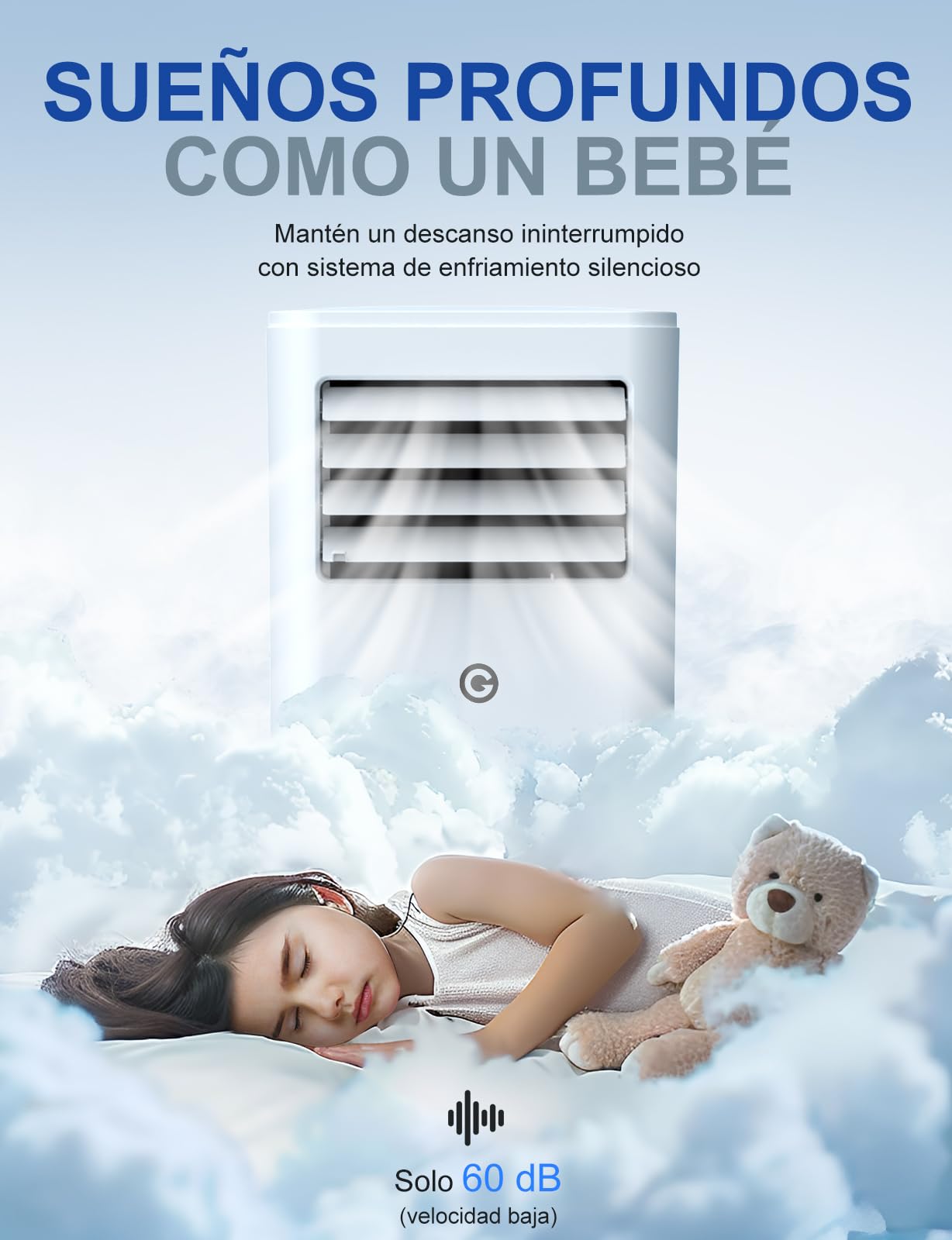 Aire Acondicionado Portátil 9000 BTU, 4 en 1: Refrigeración, Ventilador, Deshumidificador y Modo Sueño, Silencioso, con Mando, Temporizador 24h y Kit de Ventana, para Dormitorio, Oficina, Garaje, 25㎡