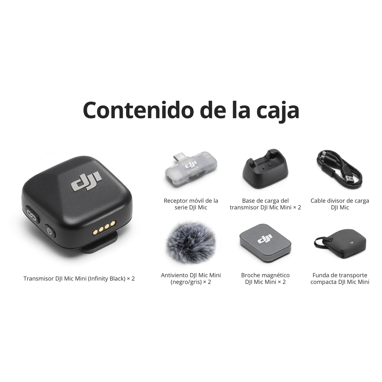 dji Mic Mini (2 TX + 1 RX móvil), micrófono lavalier inalámbrico para iPhone 17/16/15 y Android/PC/tabletas, conectar y Listo, transmisión de 300 m, cancelación Activa de Ruido, Vlogs