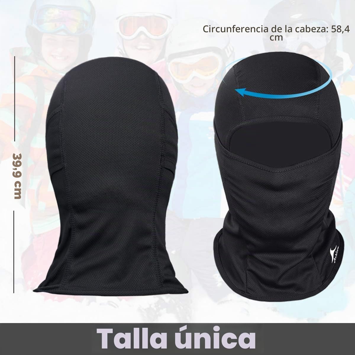 Achiou Máscara de esquí para hombres y mujeres, pasamontañas, máscara Shiesty, protector UV, ligera, para motocicleta y snowboard, Negro -, Talla única