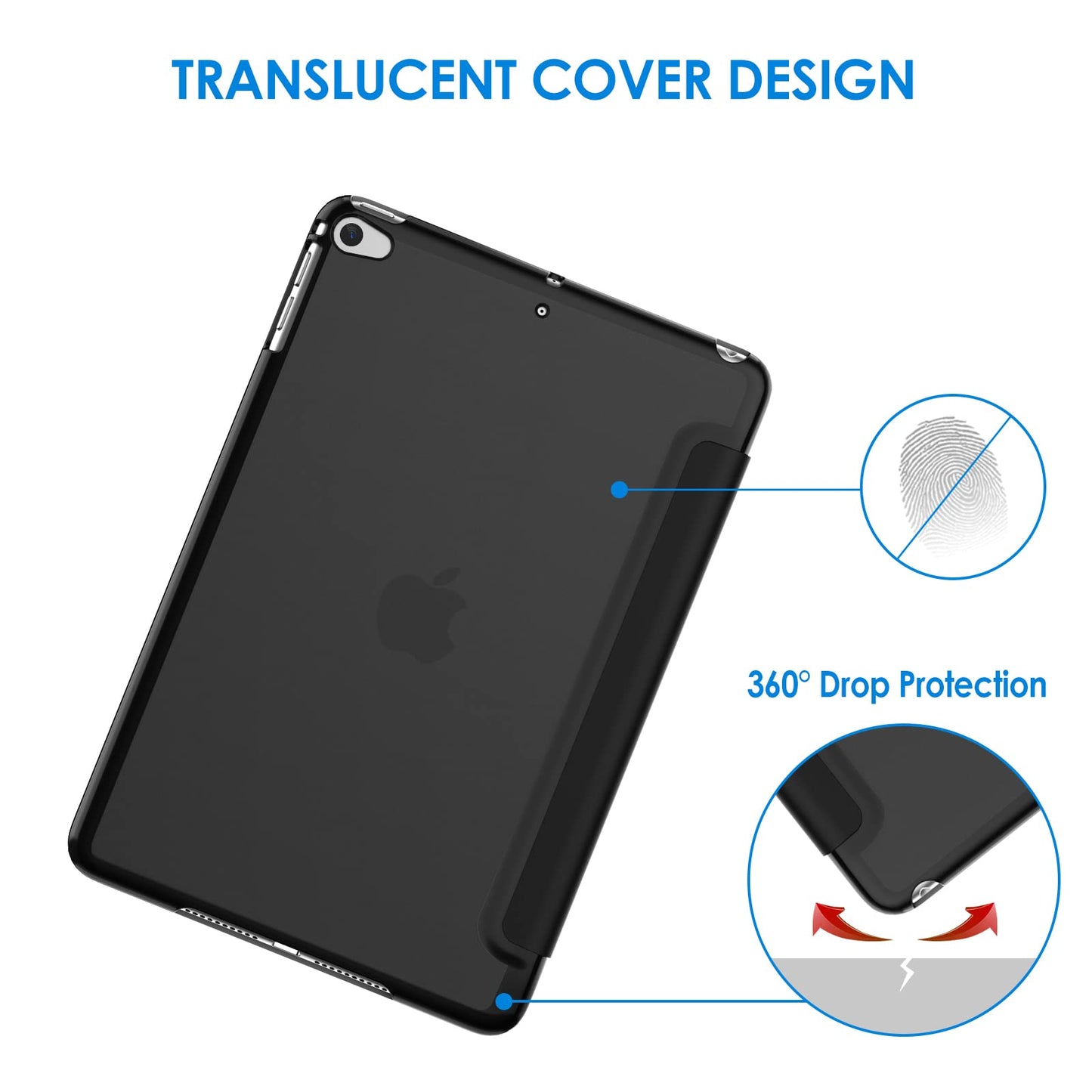 JETech Funda para iPad Mini 5 (2019 Modelo 5ª generación), Smart Cover con Auto-Sueño/Estela (Negro)
