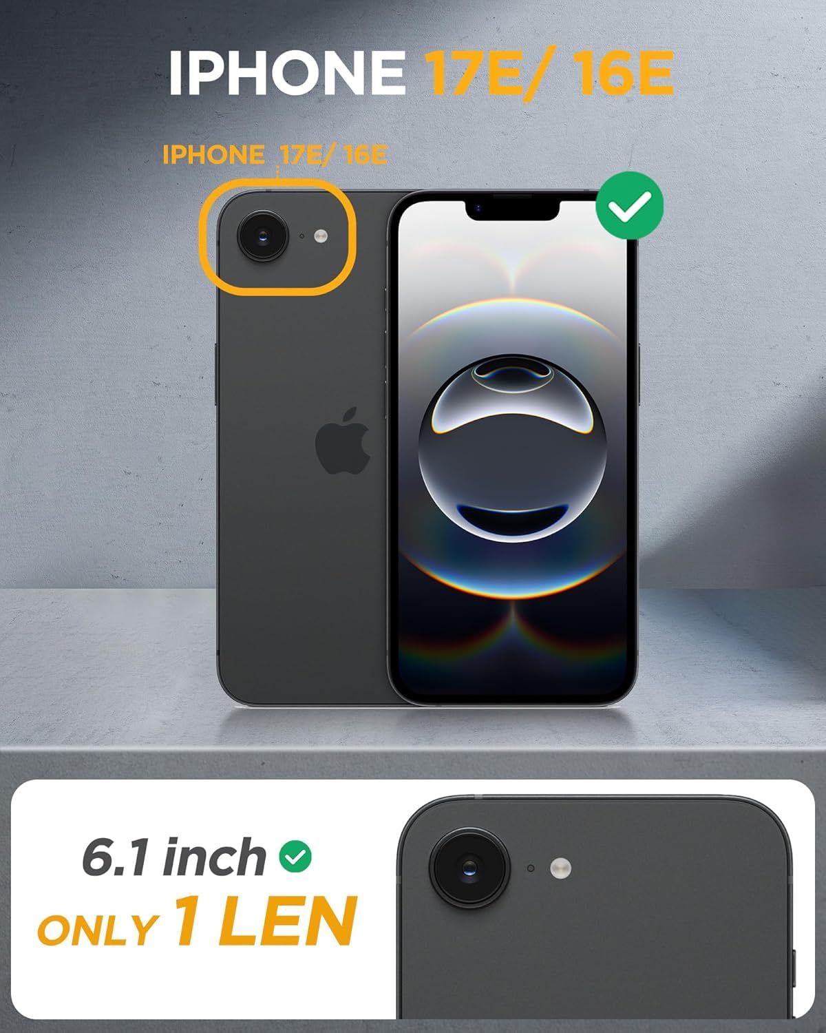 Miracase Funda de cristal magnético para iPhone 16e, color negro