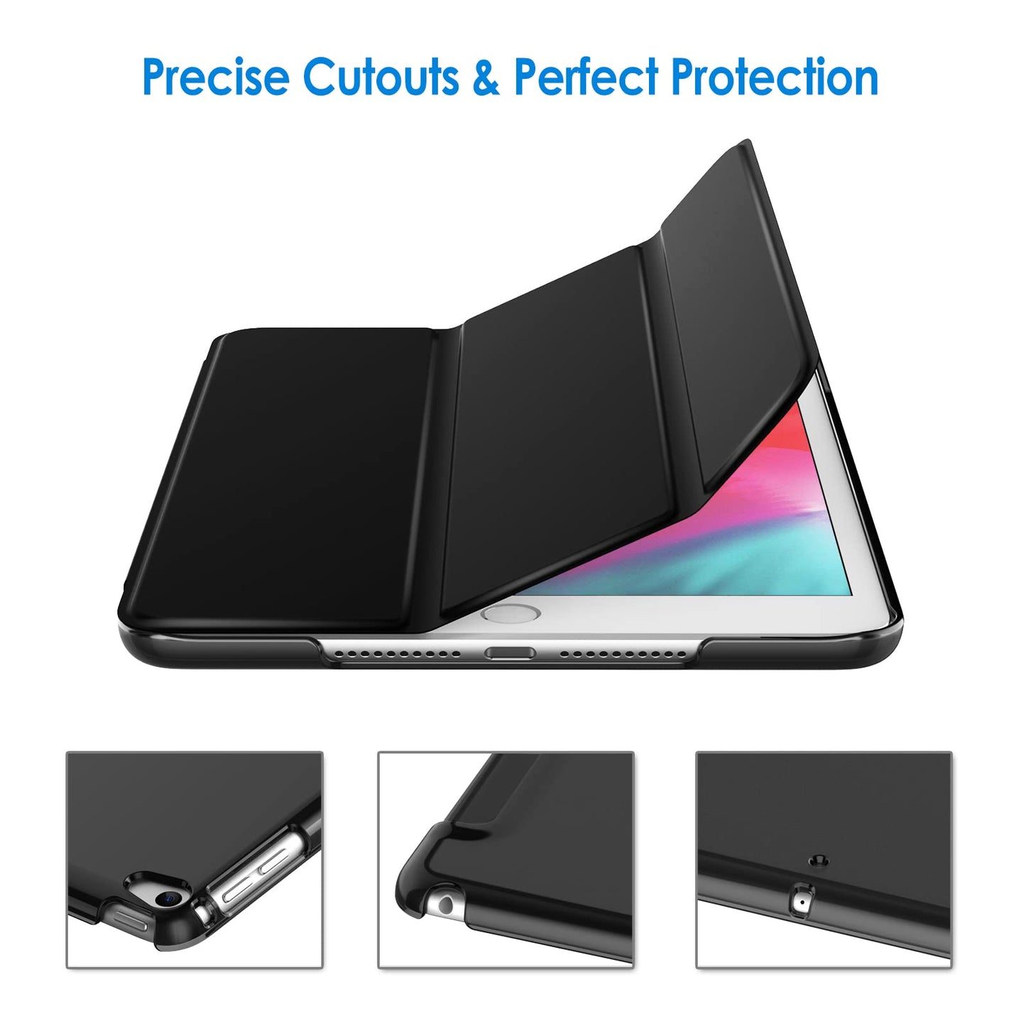 JETech Funda para iPad Mini 5 (2019 Modelo 5ª generación), Smart Cover con Auto-Sueño/Estela (Negro)