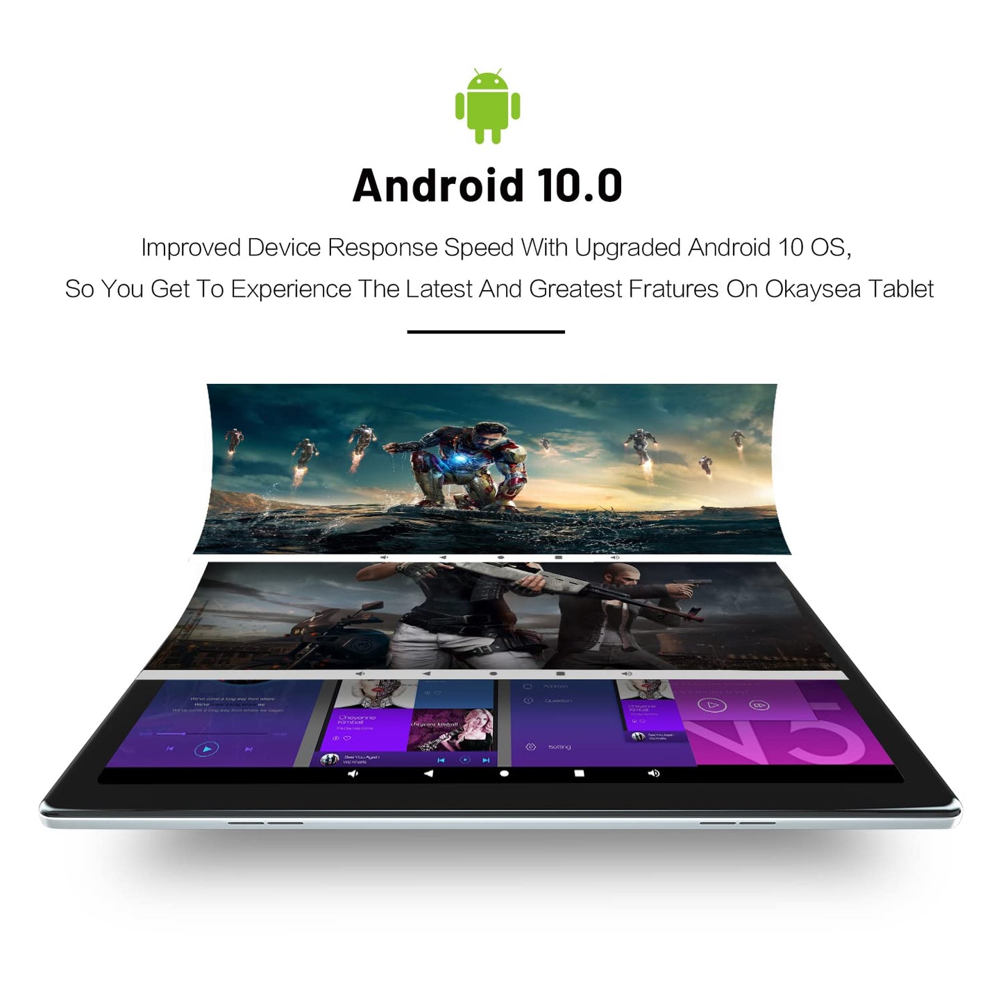 Tablet 10.1 Inch Quad-Core 32GB Android 10 IPS HD Display 6000mAh Tablets (Silver)